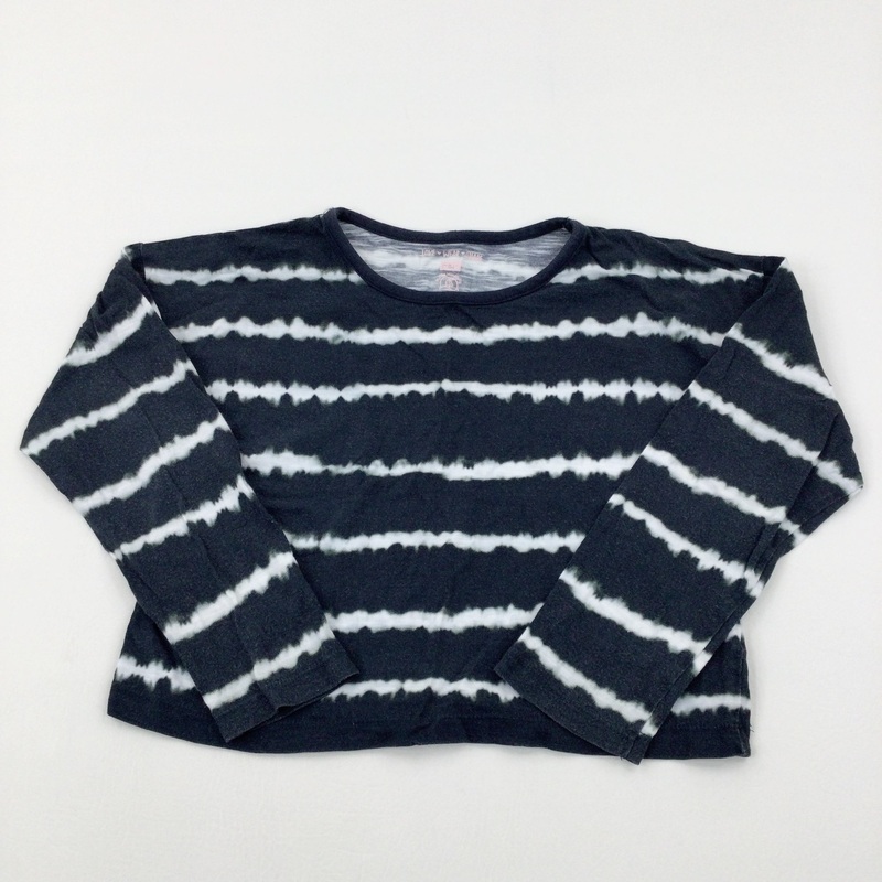 Tie Dye Black & White Striped Long Sleeve Top - Girls 8-9 Years