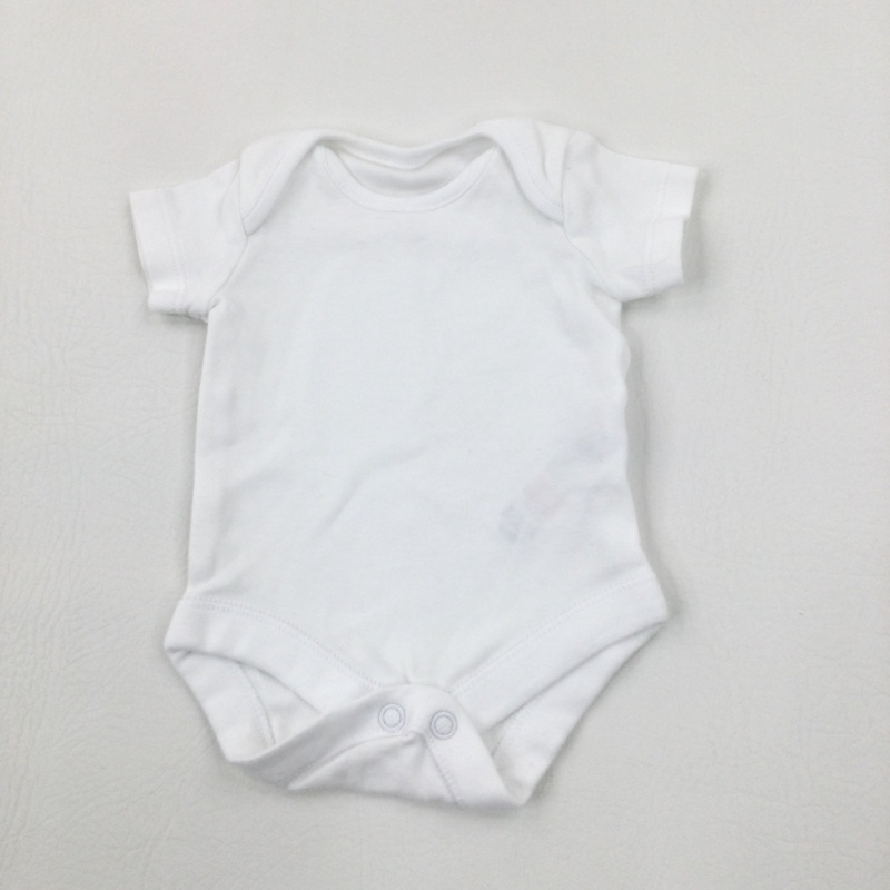 White Cotton Short Sleeve Bodysuit - Boys/Girls Newborn