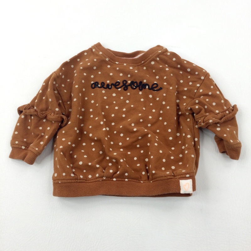 'Awesome' Spotty Tan Sweatshirt - Girls 9-12 Months