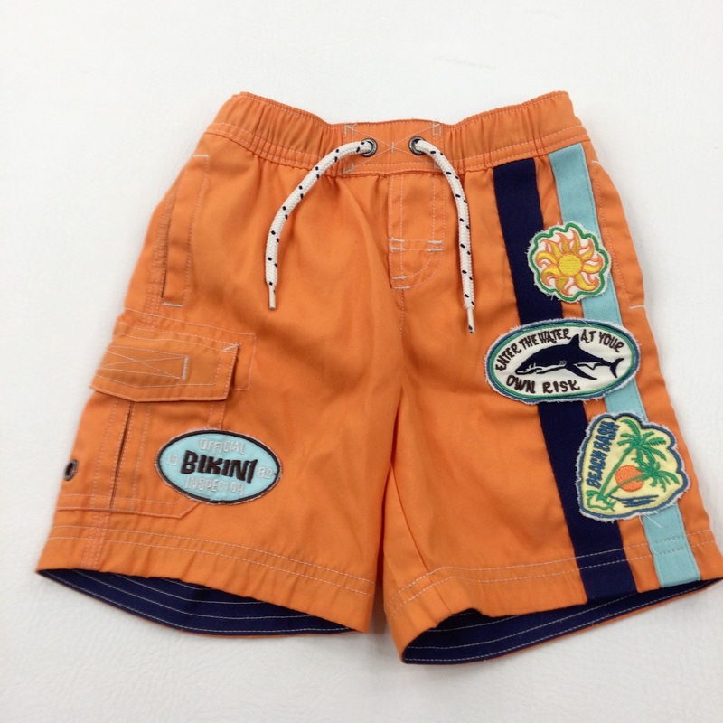 'Beach Bash' Orange Swimming Shorts - Boys 12-18 Months
