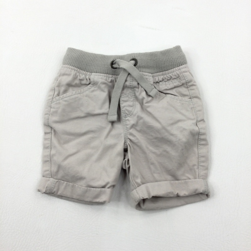 Beige Cotton Shorts - Boys 9-12 Months