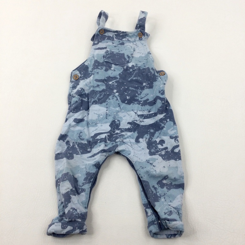 Blue Splatter Camo Cotton Jersey Dungarees - Boys 9-12 Months
