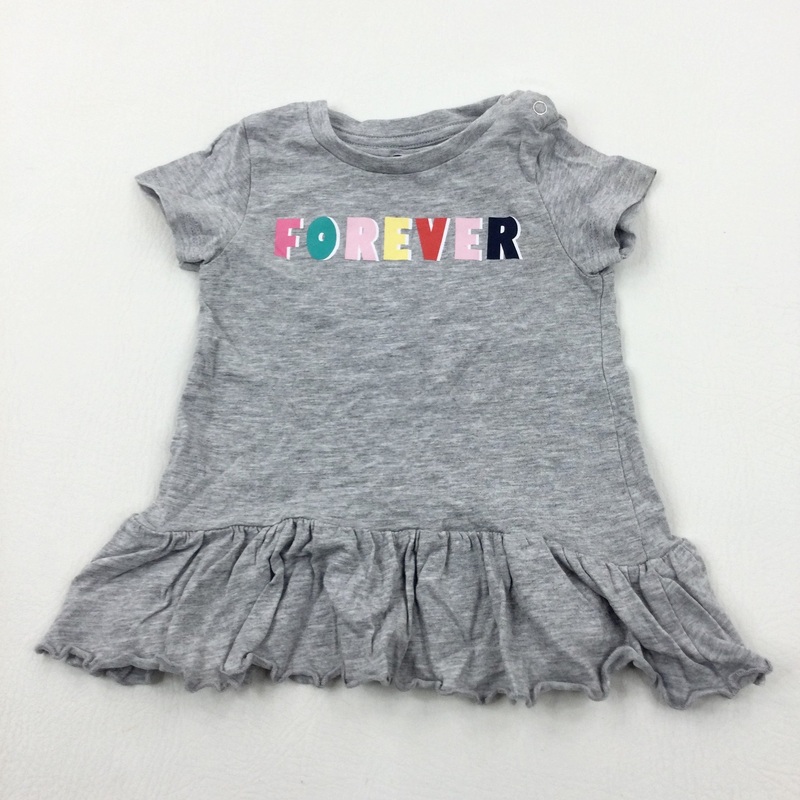 'Forever' Grey Short Sleeve Tunic Top - Girls 9-12 Months