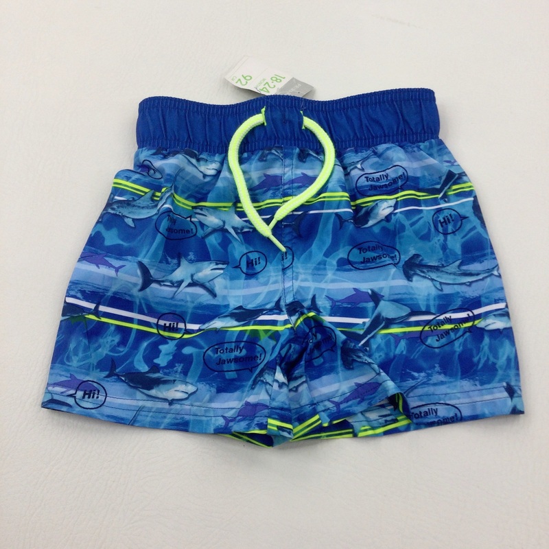 **NEW** 'Totally Jawsome' Sharks Blue Shorts - Boys 18-24 Months