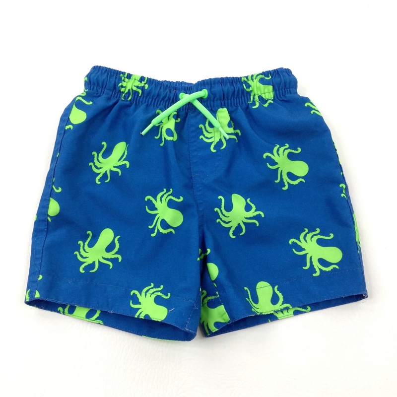 Octopus Blue Swimming Shorts - Boys 2-3 Years
