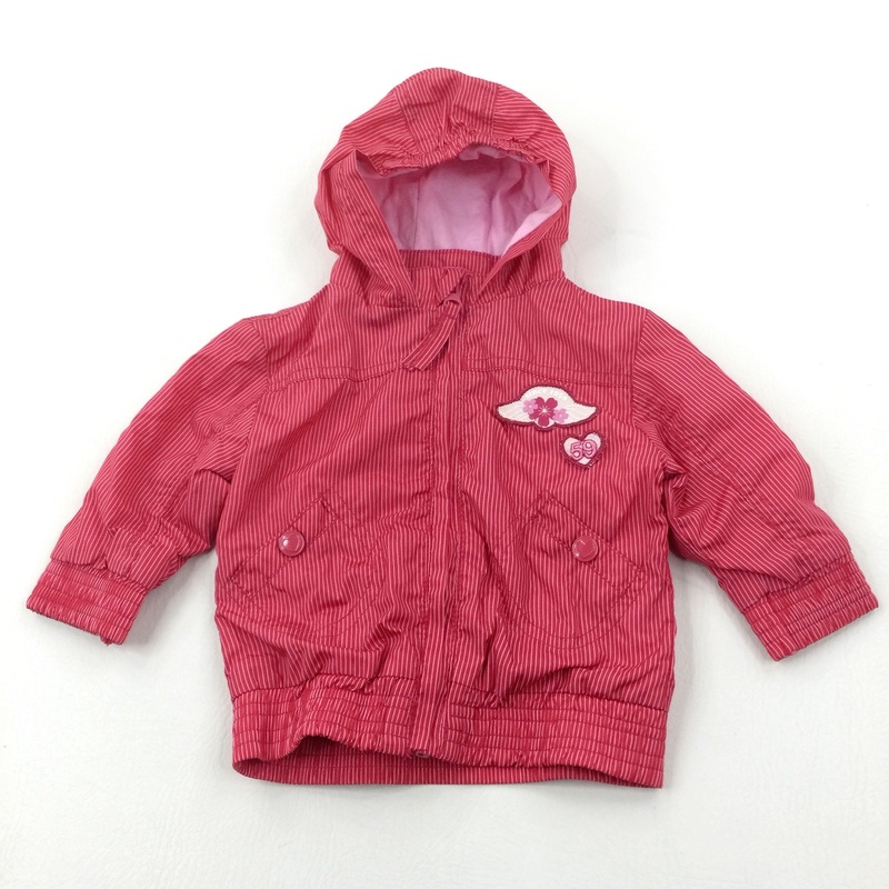 Pink Striped Showerproof Jacket - Girls 6-9 Months