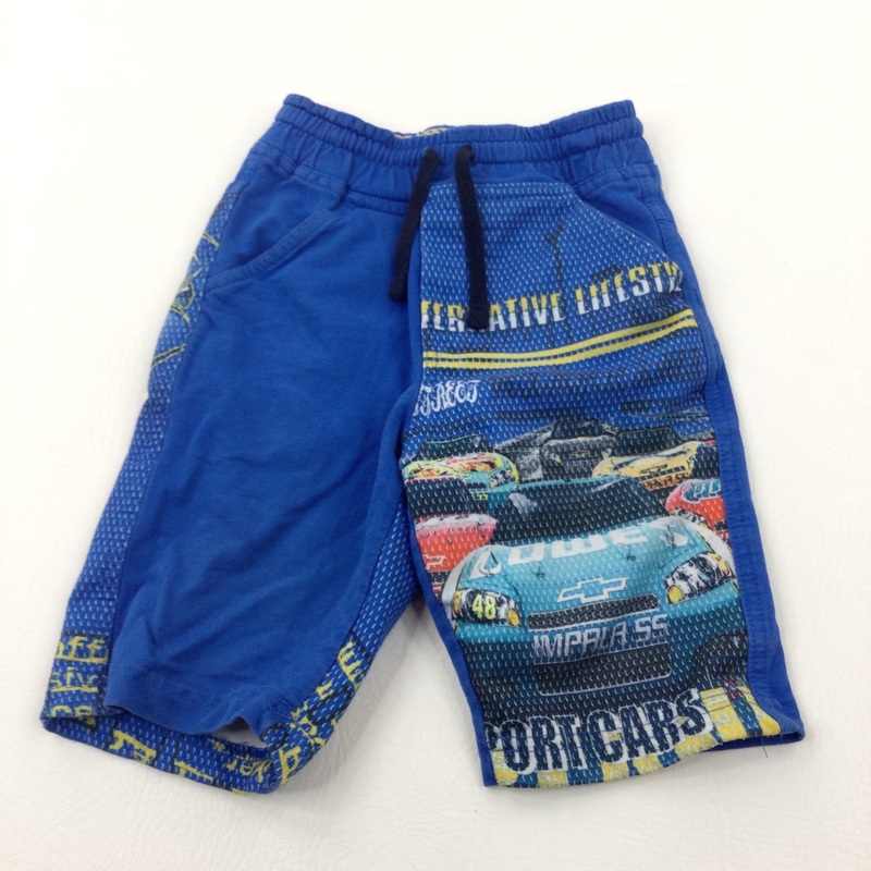 Racing Cars Blue Jersey Shorts - Boys 18-24 Months