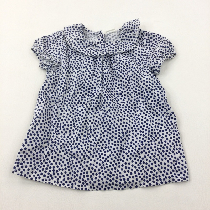 Spotty Navy & White Cotton Blouse - Girls 18-24 Months