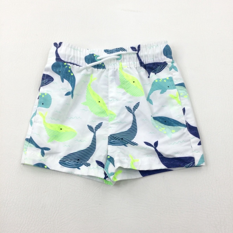 Whales White Shorts - Boys 9-12 Months