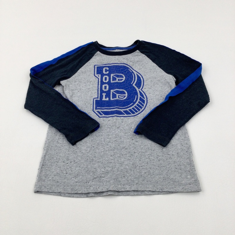 'B Cool' Grey & Blue Long Sleeve Top - Boys 4-5 Years