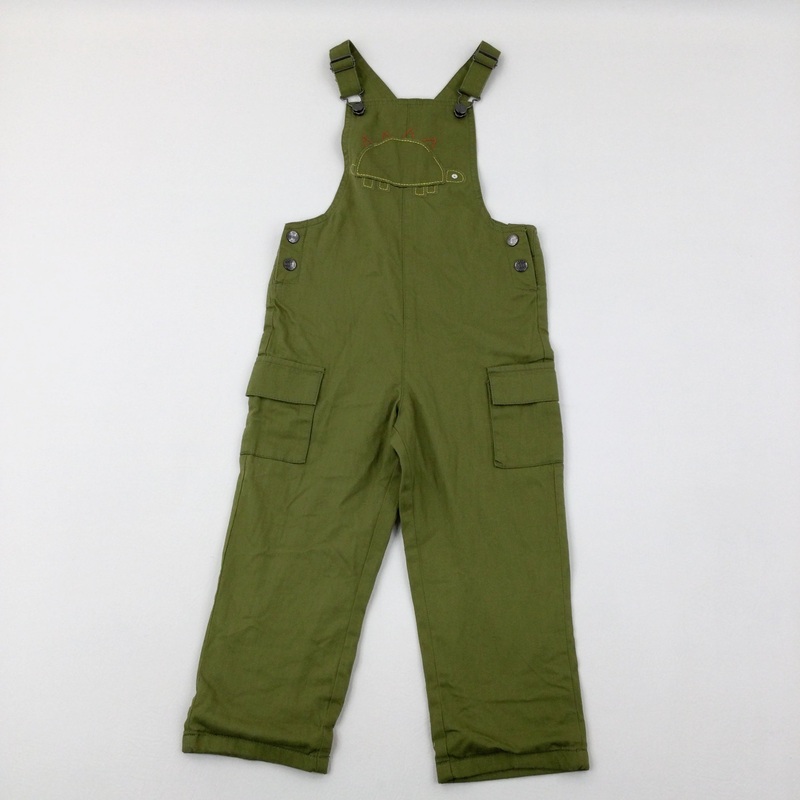 Dinosaur Appliqued Green Dungarees - Boys 5-6 Years