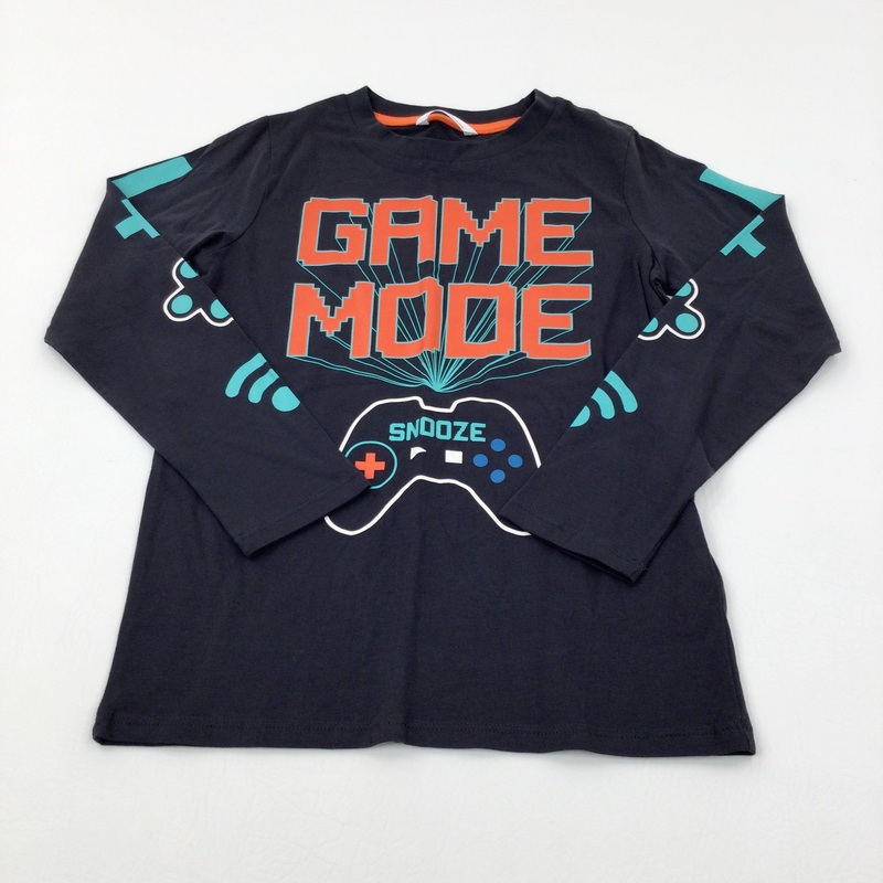 'GAME MODE Snooze' Black Cotton Long Sleeve Top - Boys 8-9 Years