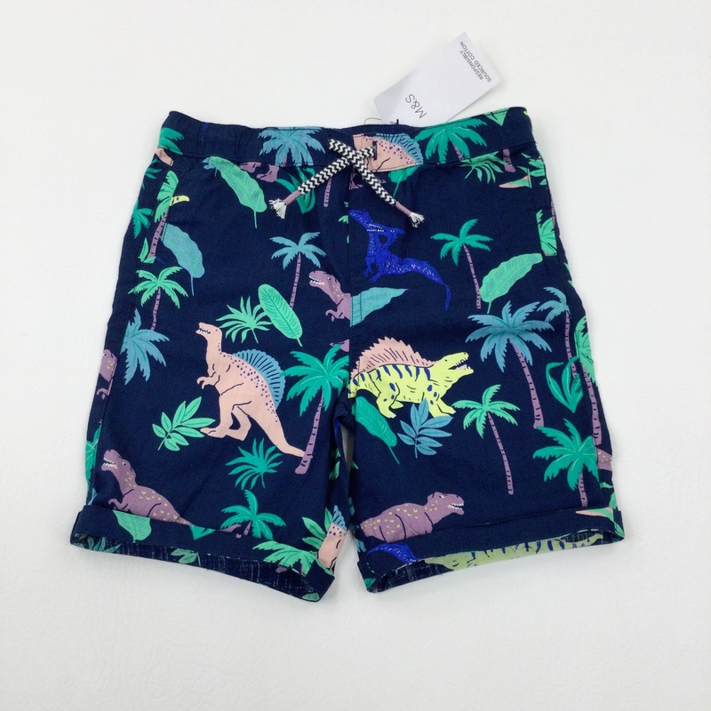 **NEW** Colourful Dinosaurs Navy Shorts - Boys 6-7 Years
