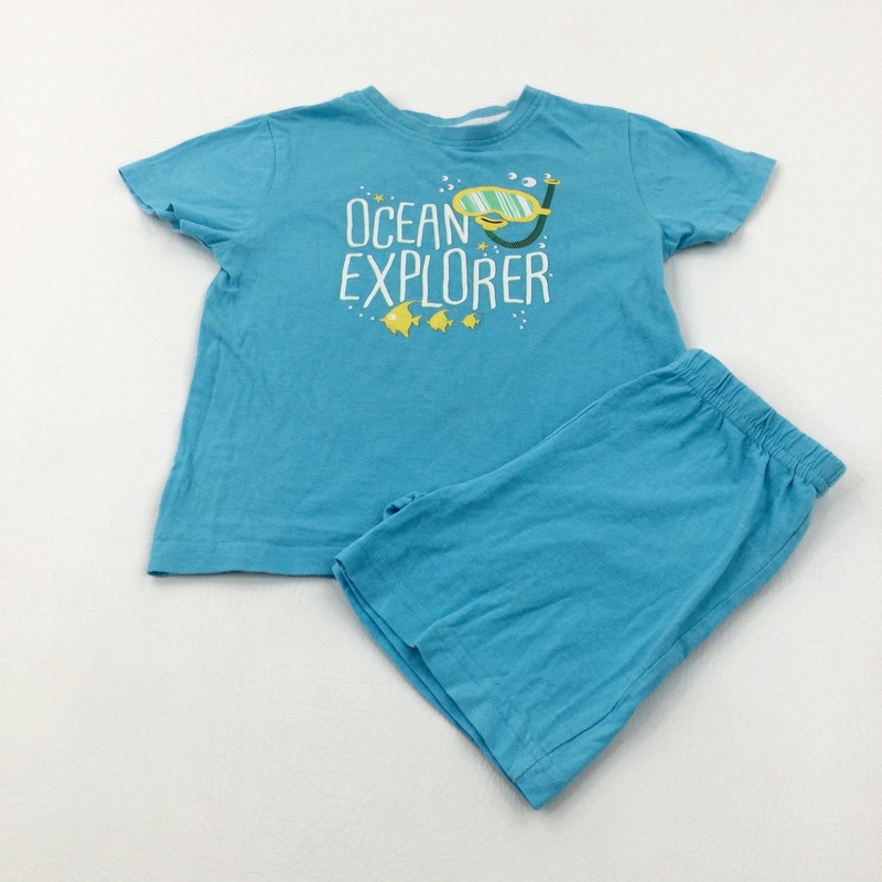 'Ocean Explorer' Fish Blue Short Pyjamas - Boys 3-4 Years