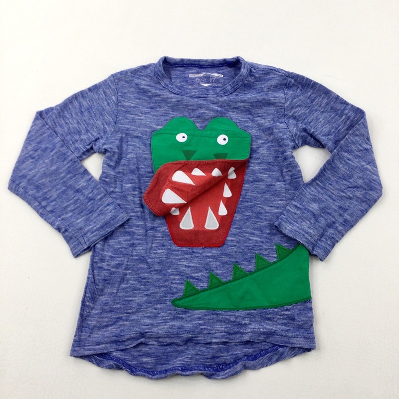Snappy Crocodile Mottled Blue Long Sleeve Top - Boys 3-4 Years