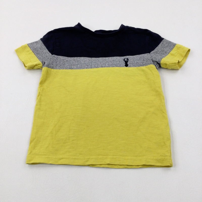 Stag Motif Yellow & Navy T-Shirt - Boys 3-4 Years