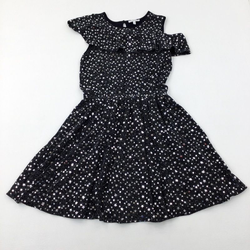 Stars Sequinned Black Sleeveless Party Dress - Girls 11-12 Years