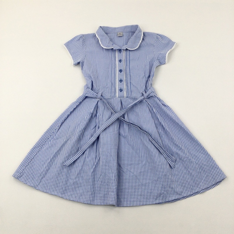 Blue Gingham School Dress - Girls 8-9 Years