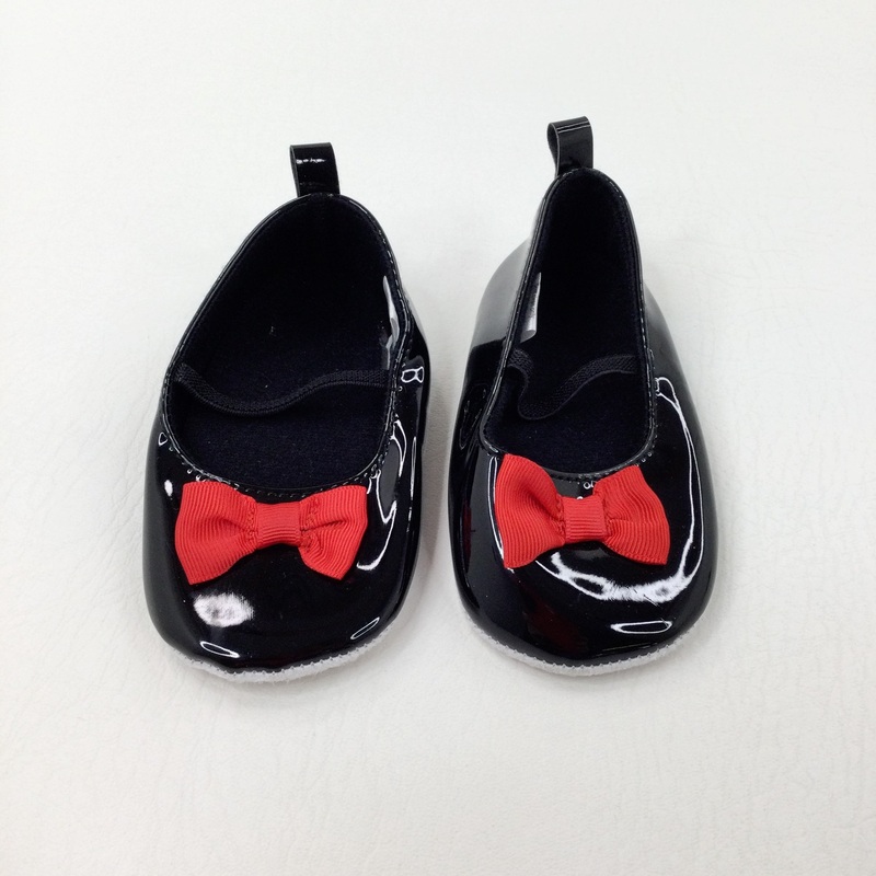 Bows Black Soft Sole Baby Shoes - Girls - Shoe Size 4.5