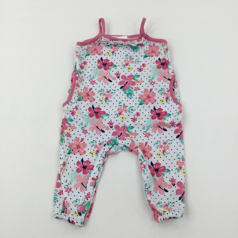 Colourful Flowers White Jumpsuit - Girls 12-18 Months