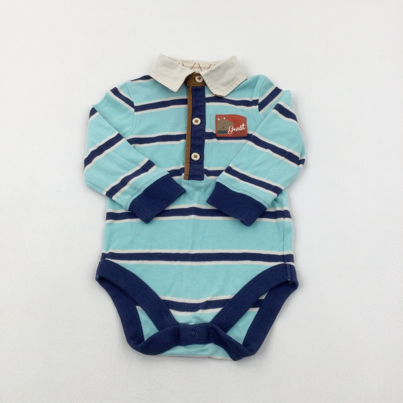 'Great Bear Adventure' Blue Striped Bodysuit - Boys 12-18 Months