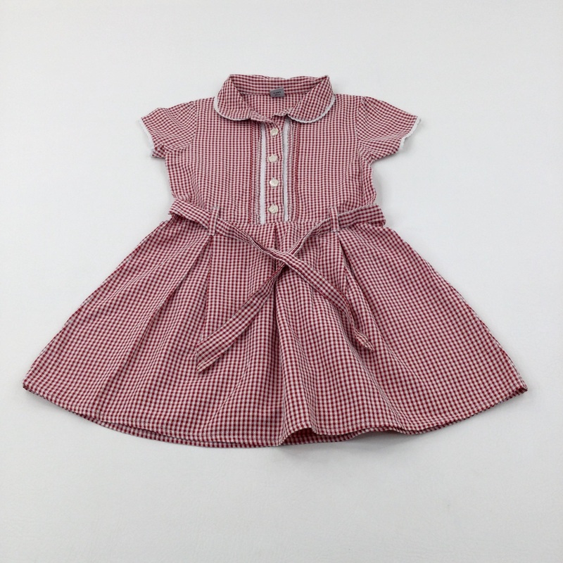 Red Gingham School Dress - Girls 3-4 Years