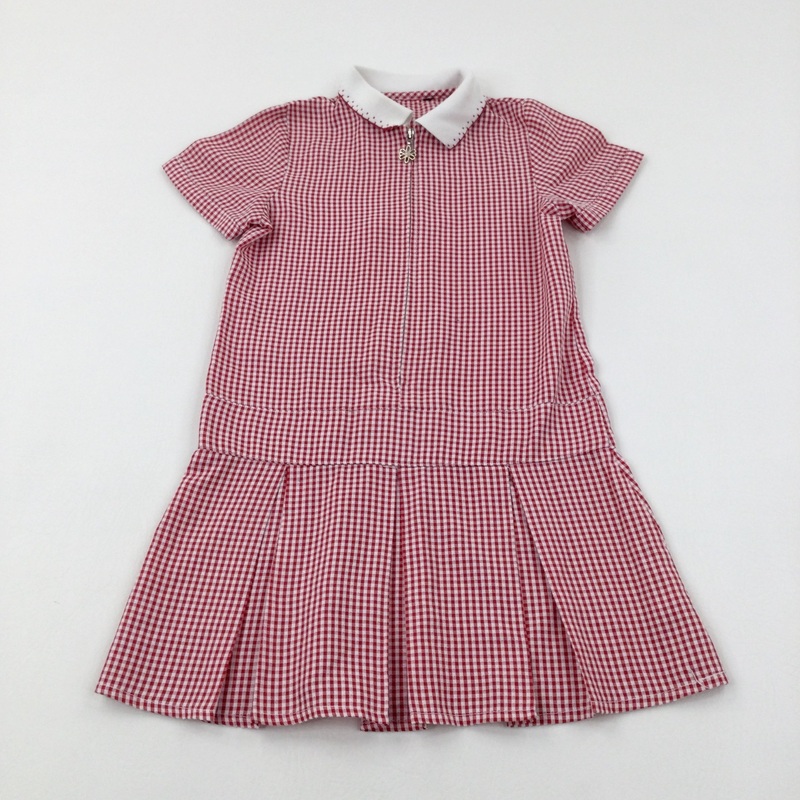 Red Gingham School Dress - Girls 4-5 Years