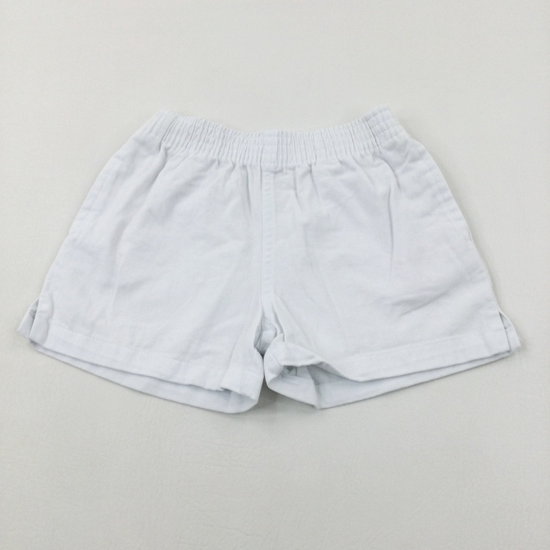 White Cotton School Sports Shorts - Girls 4-5 Years