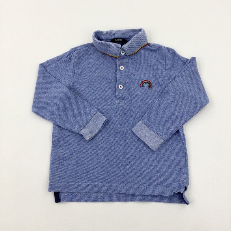 Rainbow Embroidered Blue Top - Boys 2-3 Years