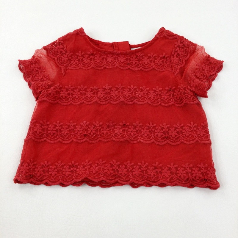 Red Sequinned Net Top - Girls 3-4 Years
