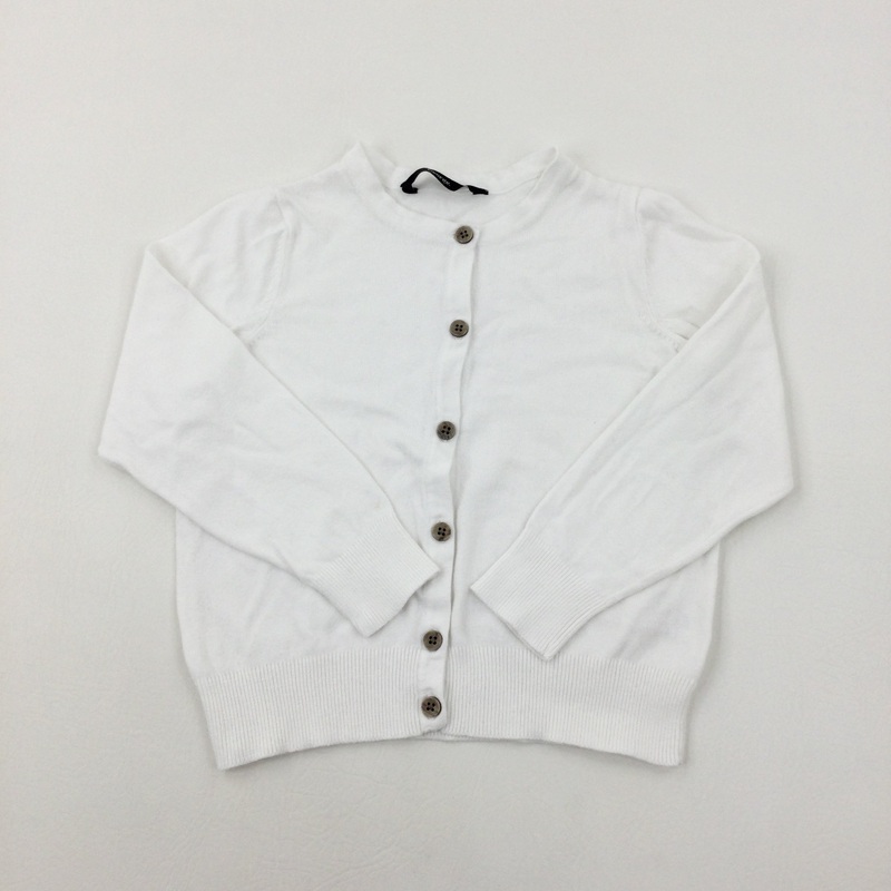 White Knitted Cardigan - Girls 5-6 Years