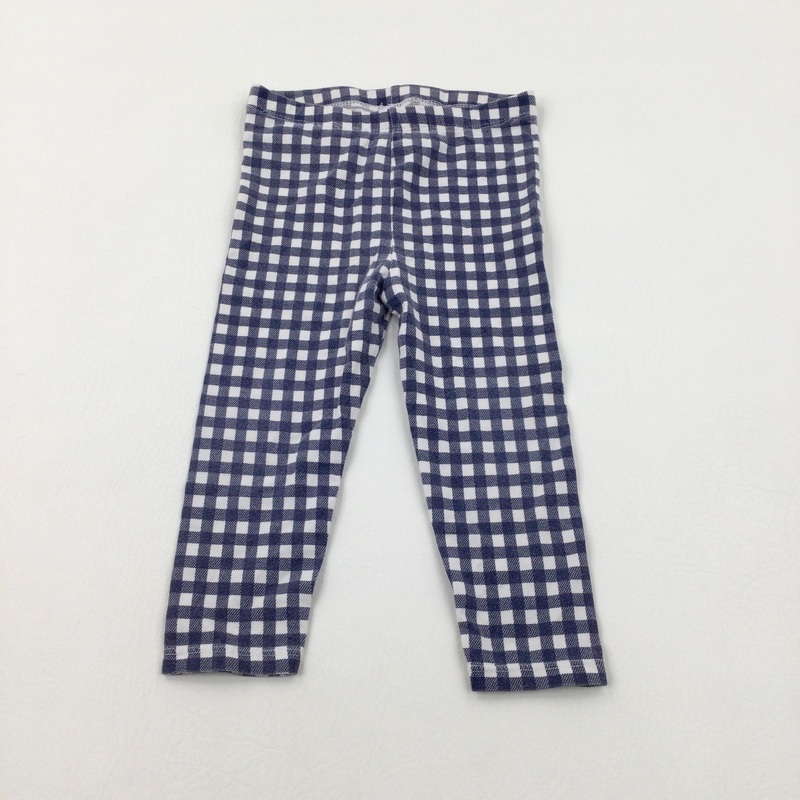 Blue Checked Leggings - Girls 12-18 Months