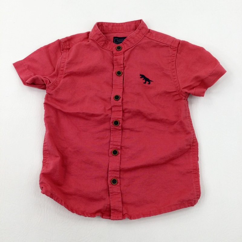 Dinosaur Motif Red Collarless Shirt - Boys 2-3 Years
