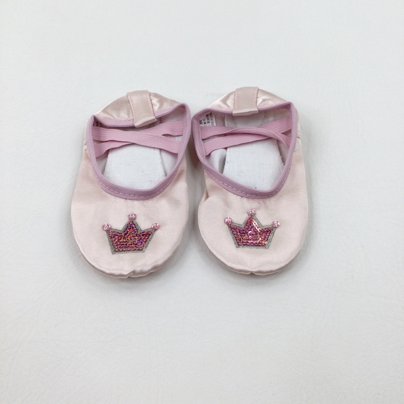 Sequinned Crown Pink Ballet Pumps - Girls - Shoe Size 6