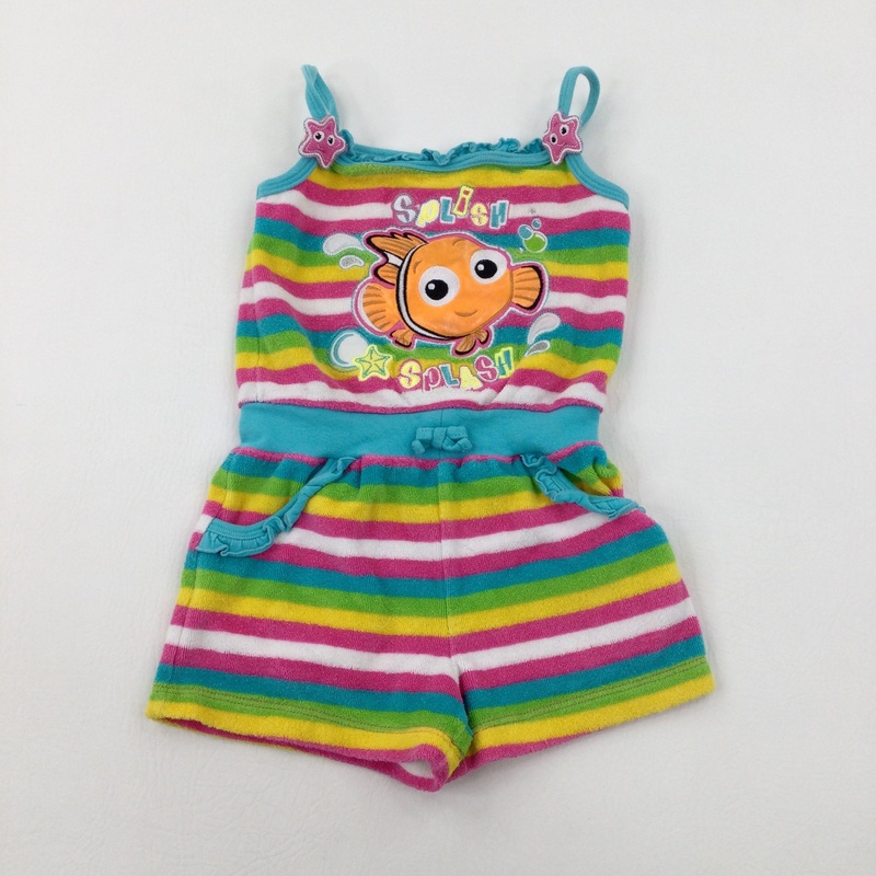'Splish Splash' Nemo Glitery Colourful Striped Soft Playsuit - Girls 18-24 Months