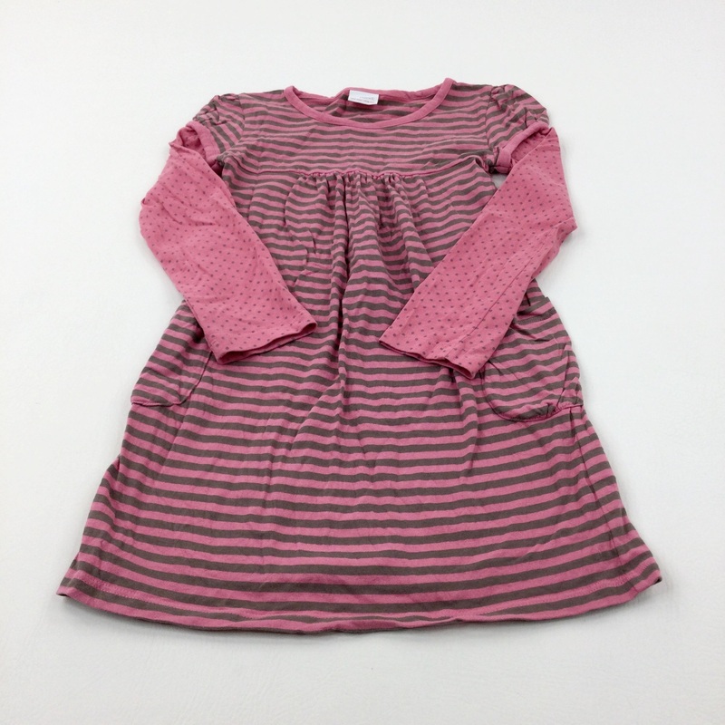 Spotty Pink Striped Dress - Girls 6-7 Years