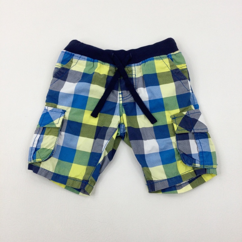 Blue & Yellow Checked Shorts - Boys 3-4 Years