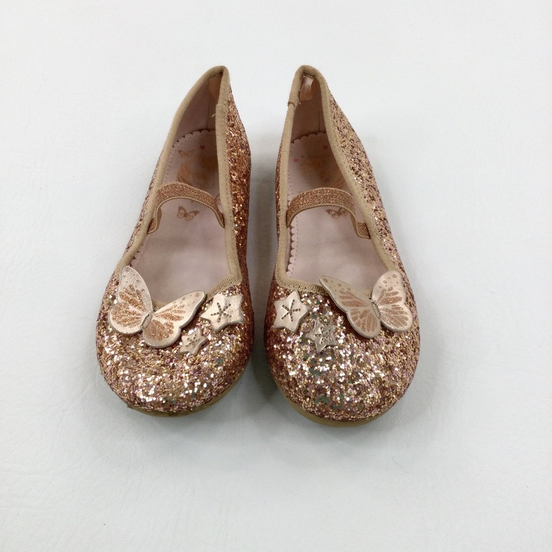 Butterflies & Stars Glitter Gold Shoes - Girls - Shoe Size 12