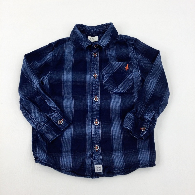 Navy Checked Shirt - Boys 3-4 Years