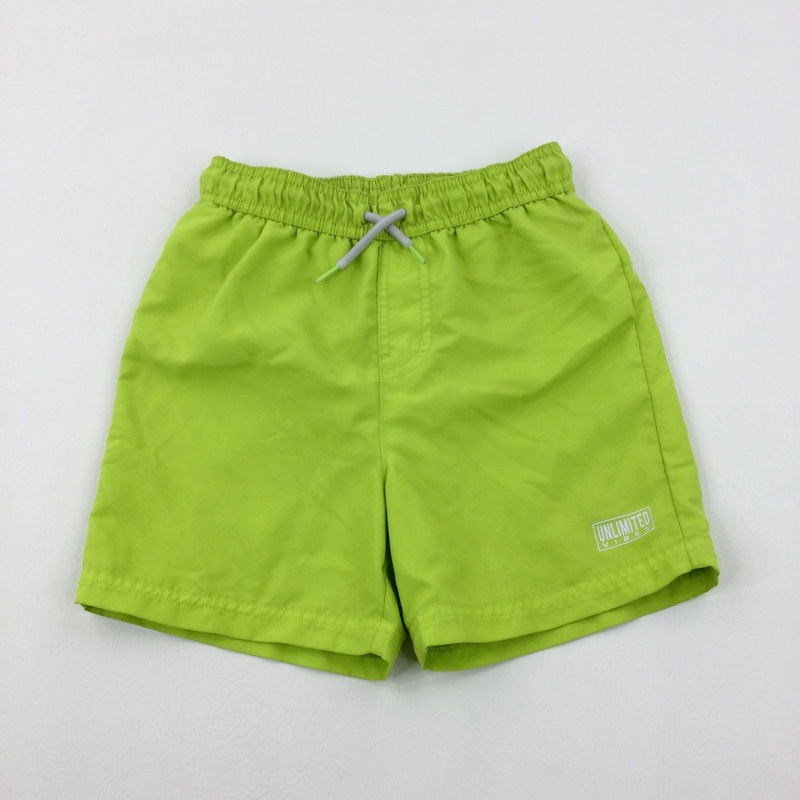'Unlimited Vibes' Green Swim Shorts - Boys 7-8 Years