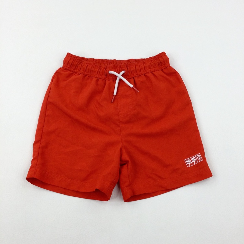 'Unlimited Vibes' Red Swim Shorts - Boys 7-8 Years
