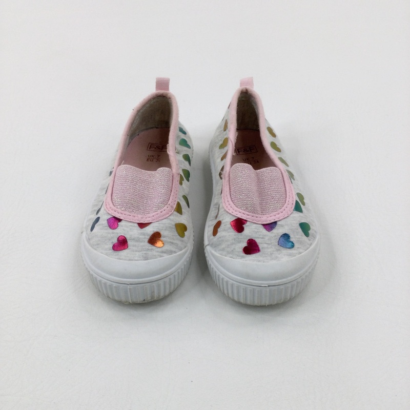 Colourful Hearts Grey Canvas Shoes - Girls - Shoe Size 7