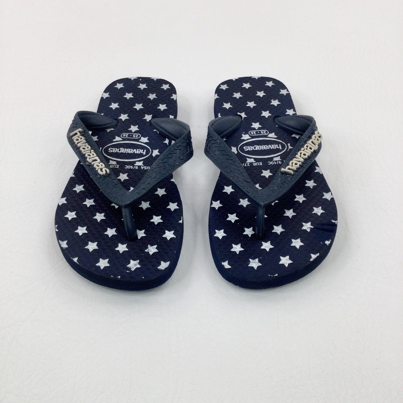 'Havaianas' Stars Navy Flip Flops - Girls - Shoe Size 8-8.5