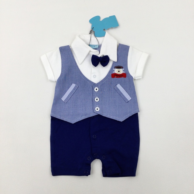 **NEW** 'Captain' Bow Tie & Suit Navy Romper - Boys 0-3 Months