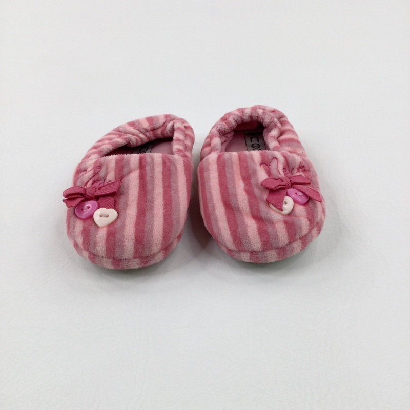'Next' Bows Pink Striped Slippers - Girls - Shoe Size 4
