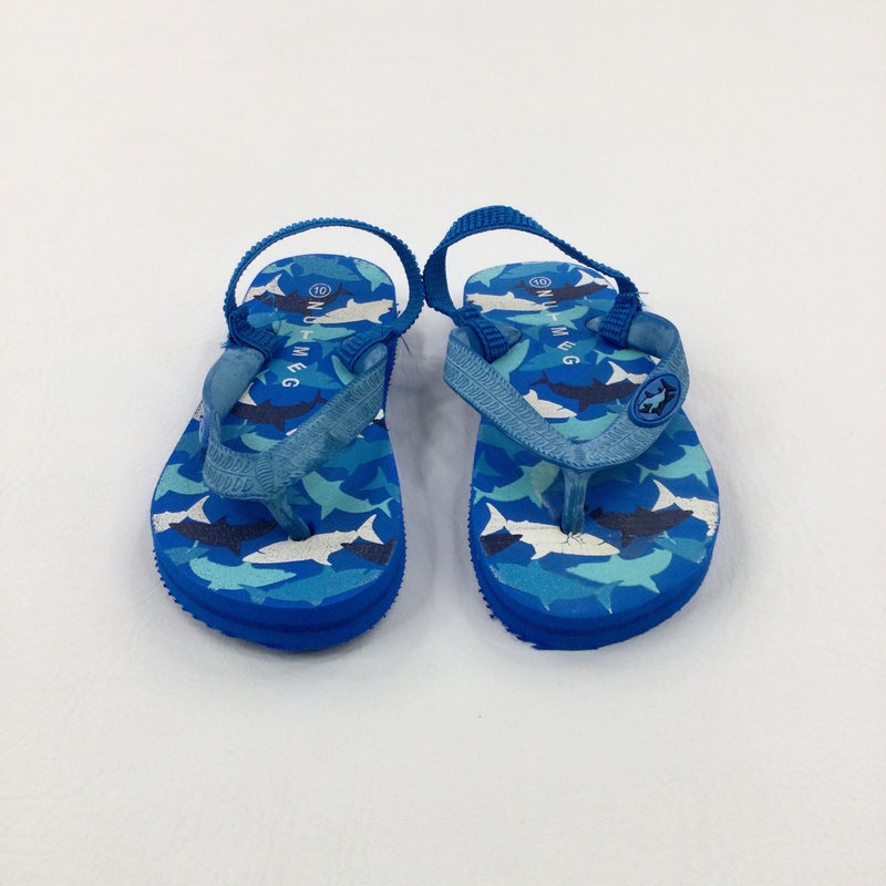 Sharks Blue Flip Flops - Boys - Shoe Size 10