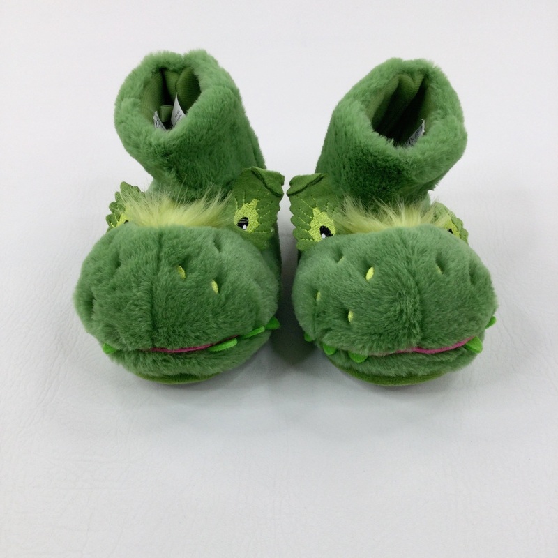 Snapper The Dragon Fluffy Green Slippers - Boys/Girls - Shoe Size 10
