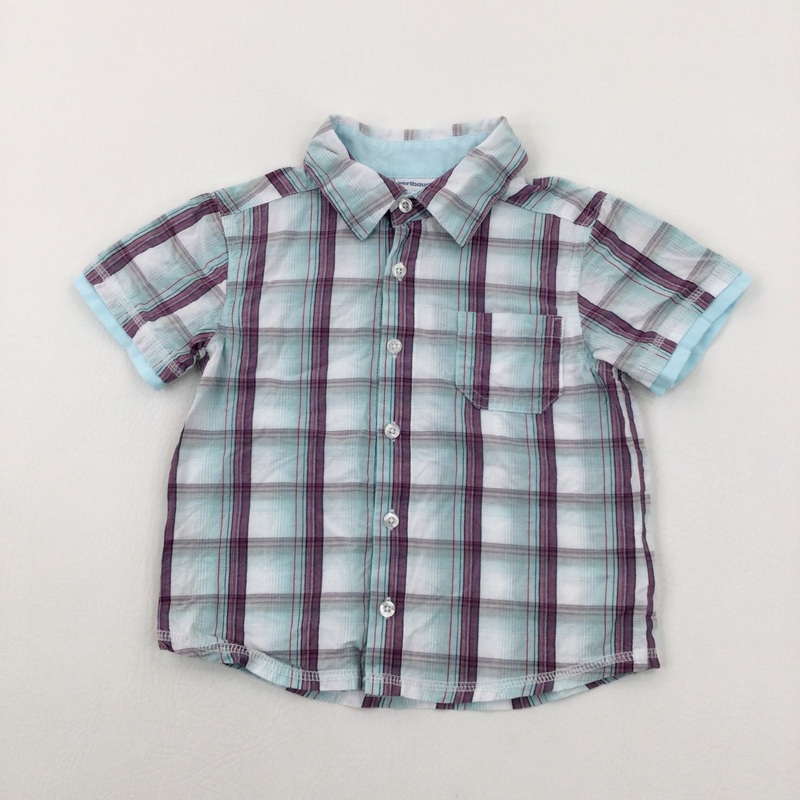 Blue & Purple Checked Shirt - Boys 2-3 Years