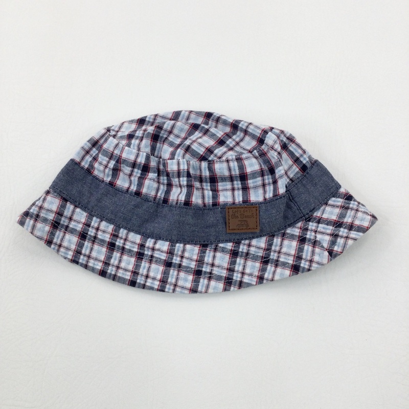 Blue & Red Checked Sun Hat - Boys 2-3 Years