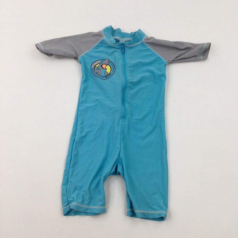'Danger! I Bite' Shark Blue Beach Suit - Boys 18-24 Months